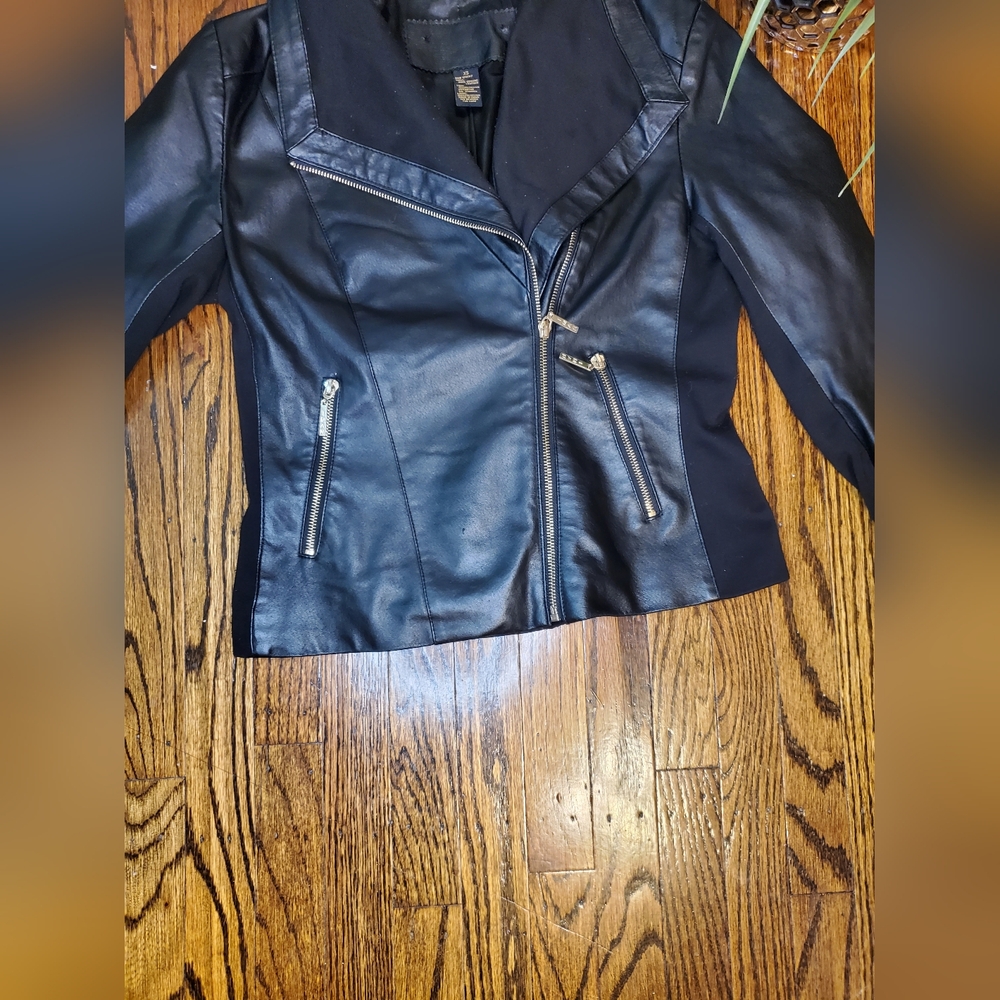 Iman Black Leather Motorcycle Jacket Women's - Picture 6 of 11